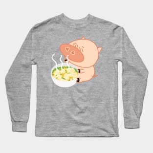 Funny Pig and Chinese Pork Wonton Soup Long Sleeve T-Shirt